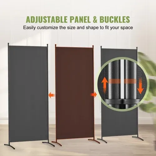 VEVOR Raumteiler Trennwand 3-teiliger Paravent Stellwand, faltbarer Sichtschutz für Büro Schlafzimmer Esszimmer Arbeitszimmer Balkon, Raumtrenner freistehend (228 x 52 x 184 cm), Grau – Bild 3