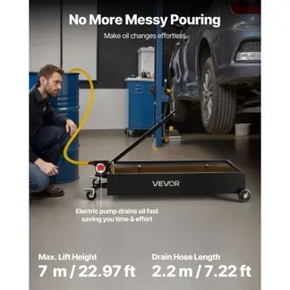VEVOR Ölwechselkanister mit Niedrigem Profil, 75 L Fassungsvermögen, Ölauffangwanne mit Elektrischer Pumpe & 2,2 m Schlauch, Passend für Autos, SUVs, LKWs, Motorräder, Geländefahrzeuge, Metall VEVOR Ölwechselkanister mit Niedrigem Profil, 75 L Fassungsvermögen, Ölauffangwanne mit Elektrischer Pumpe & 2,2 m Schlauch, Passend für Autos, SUVs, LKWs, Motorräder, Geländefahrzeuge, Metall