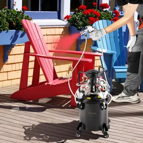VEVOR Druckbehälter für Sprühfarbe, 10 L vollautomatischer Druckbehälter mit Rührfunktion, 70 psi einstellbarer Druck, Druckbehälter, Farbbehälter mit Spritzpistole und Schläuchen, für Malerei usw. – Bild 7