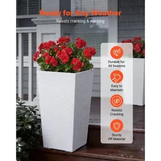 VEVOR Pflanztopf 300x300x550 mm 2er-Set, Blumentopf, Blumenkübel, PP-Pflanzgefäß, Planzkübel, Pflanzkasten mit Innentopf, Geeignet für Zimmer- & Gartenpflanzen, weiß VEVOR Pflanztopf 300x300x550 mm 2er-Set, Blumentopf, Blumenkübel, PP-Pflanzgefäß, Planzkübel, Pflanzkasten mit Innentopf, Geeignet für Zimmer- & Gartenpflanzen, weiß