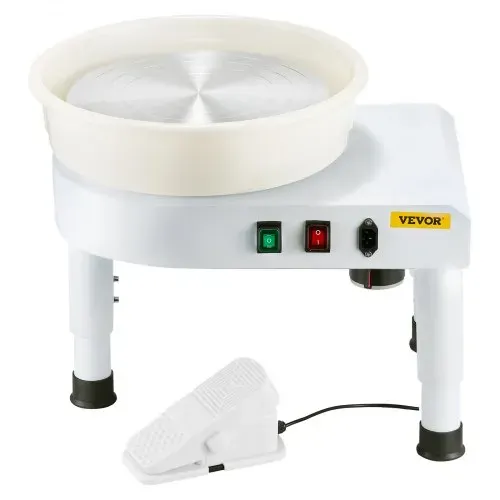 VEVOR Töpferscheibe Keramik-Radformmaschine 450 W (35 cm) mit einstellbarem Pedal & Hubbein & abnehmbarem Becken, Töpferformmaschine mit komplettem Zubehör für Kunst Handwerk Heimwerken, weiß – Bild 9