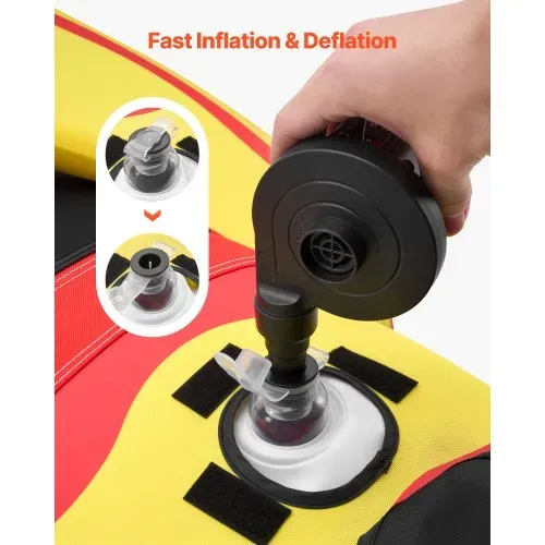 VEVOR Towable Funtube für 5 Personen, Aufblasbares Wasser Tube bis 385 kg Belastung, 5-Sitzer Schlauchboot mit Robustem Nylon-Überzug, Gepolsterten Haltegriffen & Sicherheitsventil, Wassersport-Spaß – Bild 3