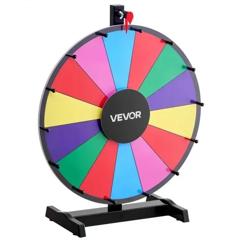VEVOR Glücksrad Drehrad (457 mm) 14 Slots Glücksrad mit Ständer, Lotteriespiele Gewinn-Roulette mit Tafelschwamm und 2 Markern, 6 Farben, Spinning Prize Wheel ideal für Party Kneipe Messe – Bild 10