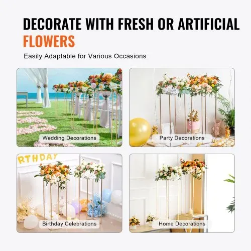 VEVOR 10er-Set Blumenhocker Eckig 28x28x80cm Blumenständer Eisen Beistelltisch Modern Blumensäule Gold-Galvanisierung Pflanzenhocker Pflanzenständer Metallständer für Dekoration von Bars Hotels Cafés – Bild 5