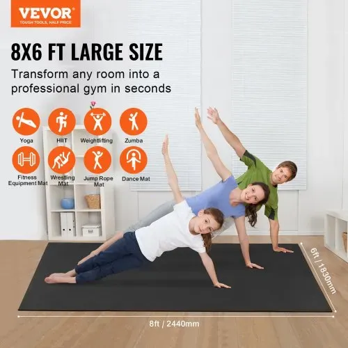 VEVOR Trainingsmatte, rutschfeste, hochdichte Premium-Yogamatte, Trainings-Yogamatte für Männer und Frauen, Fitness- und Trainingsmatte mit Tasche und Tragegurt, für alle Arten von Heim-Yoga, Pilates und Bodentraining (2,4 x 1,8 m) VEVOR Trainingsmatte, rutschfeste, hochdichte Premium-Yogamatte, Trainings-Yogamatte für Männer und Frauen, Fitness- und Trainingsmatte mit Tasche und Tragegurt, für alle Arten von Heim-Yoga, Pilates und Bodentraining (2,4 x 1,8 m)