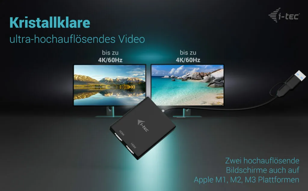 i-tec USB-A/USB-C Dual 4K/60 Hz HDMI Video Adapter – Bild 6
