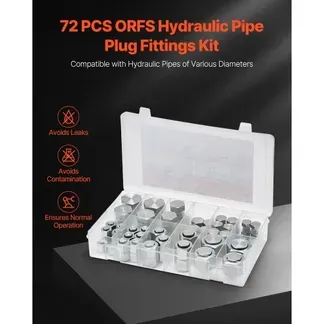 VEVOR 72-teiliges ORFS-Hydraulikfittings, O-Ring-Gleitringdichtungs-Fitting-Kit, Hydraulikschlauch- & Rohrfittings, Kappen- & Stopfen-Set mit Präzisionsgewinde, Größen 4, 6, 8, 10, 12, 16 VEVOR 72-teiliges ORFS-Hydraulikfittings, O-Ring-Gleitringdichtungs-Fitting-Kit, Hydraulikschlauch- & Rohrfittings, Kappen- & Stopfen-Set mit Präzisionsgewinde, Größen 4, 6, 8, 10, 12, 16