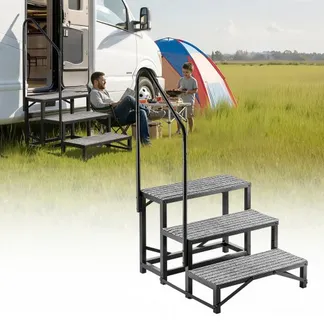 VEVOR RV Treppe mit Handlauf, 3-stufige Tragbare Standtreppe mit 299,38 kg Tragkraft Rutschfeste Trittstufe für Camper Mobilheime Pool und Spa Robuste Außentreppe Ideal für Senioren und Haustiere VEVOR RV Treppe mit Handlauf, 3-stufige Tragbare Standtreppe mit 299,38 kg Tragkraft Rutschfeste Trittstufe für Camper Mobilheime Pool und Spa Robuste Außentreppe Ideal für Senioren und Haustiere