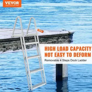 VEVOR Dockleiter, 4 abnehmbare Stufen, Pontonleiter aus Aluminiumlegierung, rutschfestes Stufendesign, einfach zu installieren, geeignet für Boot-/See-/Pool-/Meeres-Boarding VEVOR Dockleiter, 4 abnehmbare Stufen, Pontonleiter aus Aluminiumlegierung, rutschfestes Stufendesign, einfach zu installieren, geeignet für Boot-/See-/Pool-/Meeres-Boarding