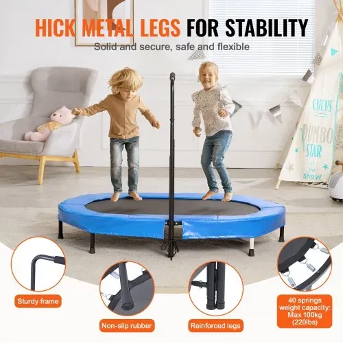 VEVOR Kindertrampolin Indoor / Outdoor-Trampolin faltbares Mini Trampolin mit Griff, Rebounder-Trampolin Gartentrampolin für Kleinkinder, Geburtstagsgeschenk für Kinder ab 3 Jahren für Spaß, Blau – Bild 4