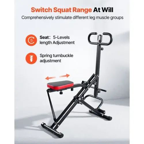 VEVOR Kniebeugenmaschine für tiefe Kniebeugen, zusammenklappbares Trainingsgerät, Gesäßtrainer mit 5-stufig verstellbarem Sitz, Heimtrainingsgerät für Gesäß & Beine, Glute Machine Schwarz – Bild 3