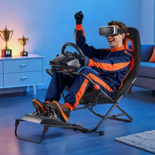 VEVOR Lenkradständer, Faltbarer & Verstellbarer Rennsimulator-Cockpit, 620 mm breit, Kompatibel mit Logitech G923/G920/G29, Thrustmaster T248P, Fanatec, Hori, Mad Catz, Schwarz – Bild 7