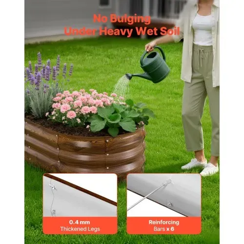 VEVOR Hochbeet Metall 2er-Pack 120x60x30 cm, Ovales Gartenbeet, Pflanzkasten-Set für den Außenbereich, Gemüsebeet mit Handschuhen, Blumenbeet Bodenlos, Pflanzbeet für Blumen & Gemüse – Bild 2