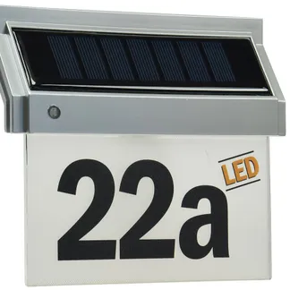 Solar Hausnummernleuchte mit LED 18x16x5cm, incl. Zahlen-/Buchstabensatz Solar Hausnummernleuchte mit LED 18x16x5cm, incl. Zahlen-/Buchstabensatz