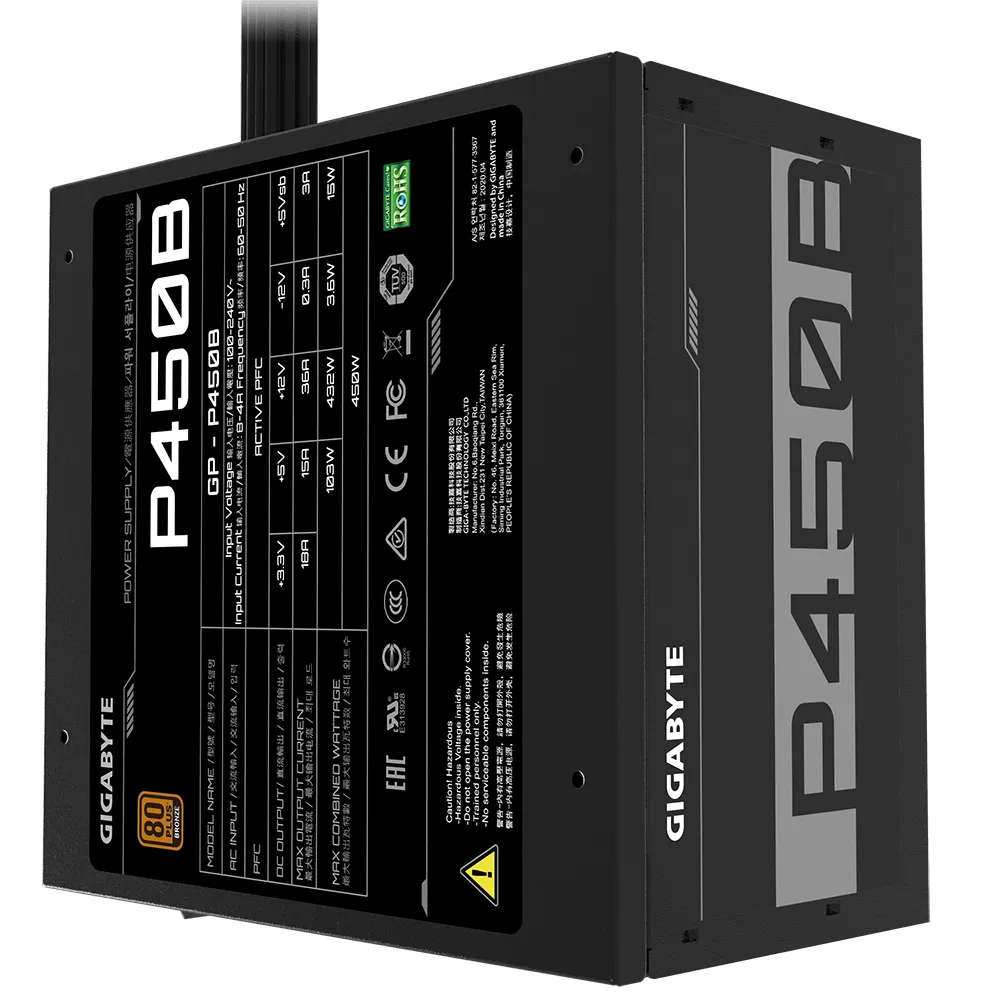 GIGABYTE P450B Netzteil 450 W 20+4 pin ATX ATX Schwarz – Bild 2