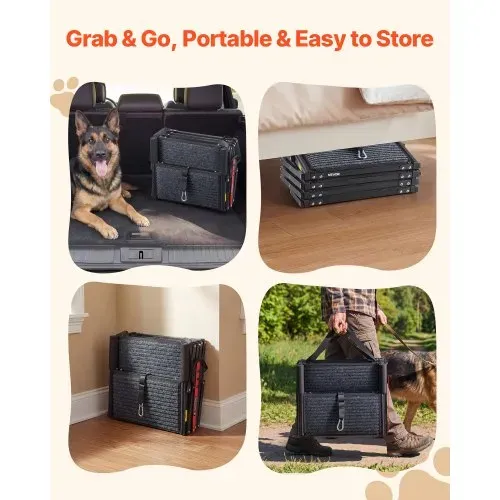 VEVOR Hundetreppe Auto Klappbar 4-Stufig, Extra Breite Hunderampe für Große Hunde mit Weichem Filzteppich, Tragbare Einstiegshilfe für Auto, SUV, LKW, Hochbett, Sofa, Tragkraft bis 90 kg – Bild 4