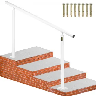 VEVOR Treppengeländer-Set, 1,5 m Handläufe 0–5 Stufen, verstellbarer Winkel, weiße Aluminium-Treppenhandschiene für ältere Menschen, Handläufe für Außenstufen VEVOR Treppengeländer-Set, 1,5 m Handläufe 0–5 Stufen, verstellbarer Winkel, weiße Aluminium-Treppenhandschiene für ältere Menschen, Handläufe für Außenstufen