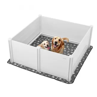 VEVOR Wurfkiste für Hunde, 1520x1520x610 mm, Welpenlaufstall aus Kunststoff-PVC mit höhenverstellbarer Tür & waschbarer Pipi-Unterlage, Welpenkiste für extra große Hunde, milchweiß VEVOR Wurfkiste für Hunde, 1520x1520x610 mm, Welpenlaufstall aus Kunststoff-PVC mit höhenverstellbarer Tür & waschbarer Pipi-Unterlage, Welpenkiste für extra große Hunde, milchweiß