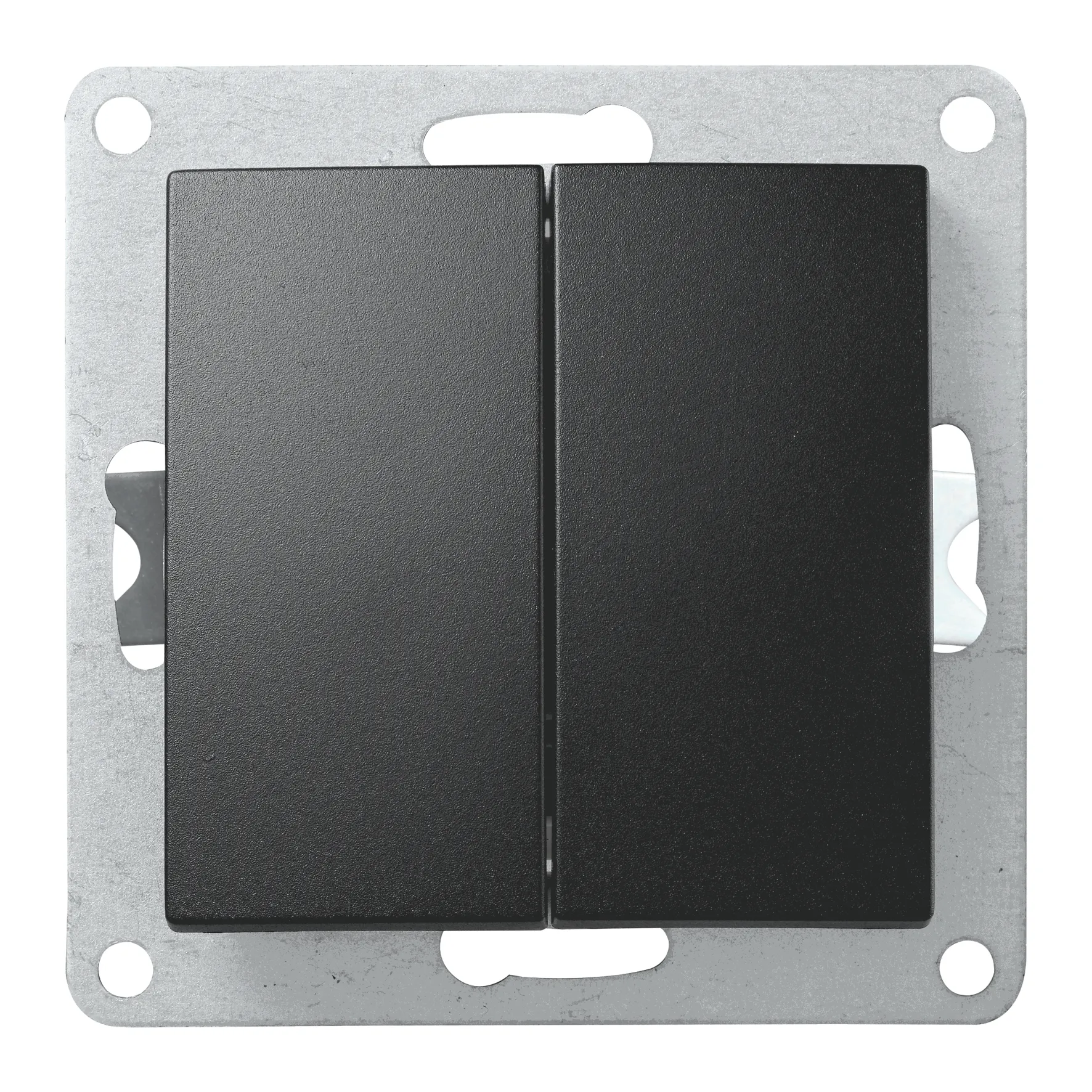 Serien-Schalter McPower “Flair“, 2-fach, 250V~/10A, UP, matt schwarz Serien-Schalter McPower “Flair“, 2-fach, 250V~/10A, UP, matt schwarz