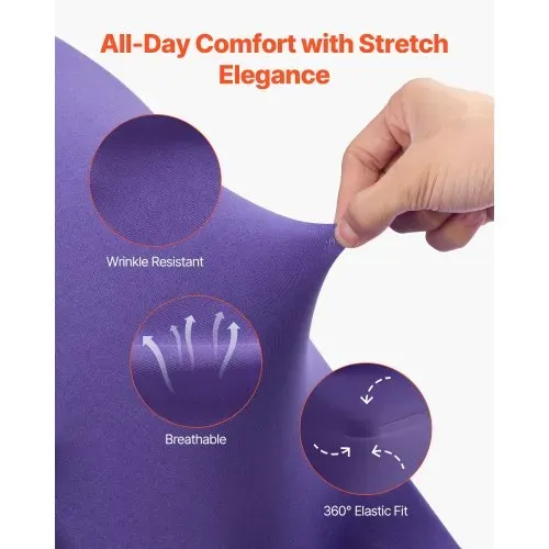 VEVOR Stuhlhussen Stuhlbezug Stretch 50 Stk. waschbarer & abnehmbarer Stuhlüberzug aus Polyester-Spandex für Hochzeitsfeiern Esszimmerbankette, passend für Klappstühle (45 x 46 x 77 cm) Violett – Bild 2