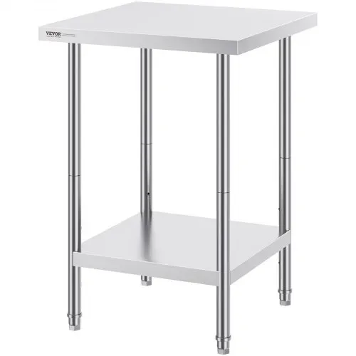 VEVOR Zubereitungstisch aus Edelstahl, Robuster Arbeitstisch aus Metall mit 3 einstellbaren Höhenstufen, gewerbliche Arbeitsstation für Küche, Garage, Restaurant, Hinterhof 610 x 610 x 864 mm – Bild 8