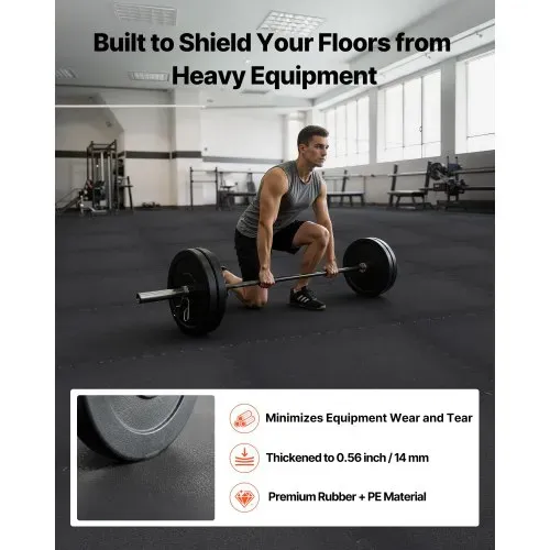 VEVOR 24 x Puzzlematte Bodenschutzmatte 610 x 610 x 14 mm, Hochdichte EVA-Schaumstoffmatte, Ineinandergreifende Fitnessmatte Gymnastikmatte Sportmatte, Trainingsmatte Zuhause Fittnessstudio Schwarz VEVOR 24 x Puzzlematte Bodenschutzmatte 610 x 610 x 14 mm, Hochdichte EVA-Schaumstoffmatte, Ineinandergreifende Fitnessmatte Gymnastikmatte Sportmatte, Trainingsmatte Zuhause Fittnessstudio Schwarz