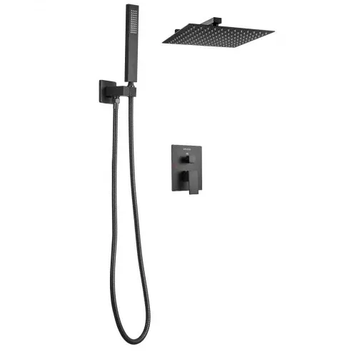 VEVOR Duscharmatur Regenduschsystem fürs Badezimmer Duschsystem mit 305 mm quadratischen Regenduschkopf & Handbrause, wandmontierte Badezimmerarmaturen mit Messingventil & Zierset, Mattschwarz – Bild 8