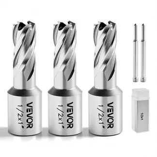 VEVOR HSS-Kernbohrer Weldon-Schaft 5-tlg. Magnetbohrer 25,4 mm Schnittdurchmesser, 3 Bohrer mit 2 Zentrierstiften, 25,4 mm Schnitttiefe, 3 Kunststoffboxen für Magnetbohrmaschinen, Stahl, Aluminium VEVOR HSS-Kernbohrer Weldon-Schaft 5-tlg. Magnetbohrer 25,4 mm Schnittdurchmesser, 3 Bohrer mit 2 Zentrierstiften, 25,4 mm Schnitttiefe, 3 Kunststoffboxen für Magnetbohrmaschinen, Stahl, Aluminium