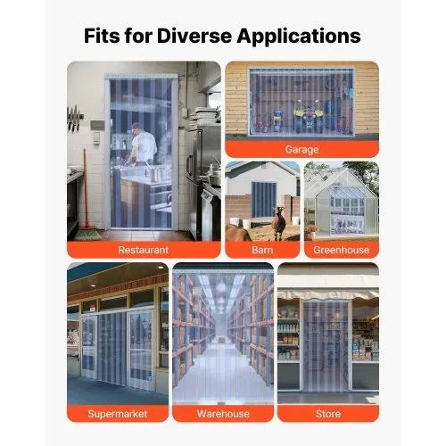 VEVOR PVC-Streifenvorhang, 30,8 x 0,3 m, Lamellenvorhang, Meterware, -20 °C bis 60 °C Vorhangstreifen für Türen von Supermärkten, Garagen, Lagerhallen, Scheunen & Tierställen, transparent – Bild 2