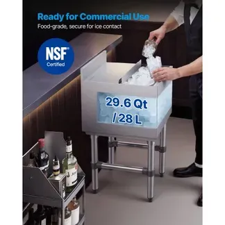 VEVOR Gewerblicher Eisbehälter 28 L, 305 x 482 x 850 mm, Eisbox mit Gestell, Schiebedeckel und 2 Abnehmbaren Flaschenhaltern, Freistehend für Eiswürfel und Getränke, Geeignet für Bars Restaurants Pubs VEVOR Gewerblicher Eisbehälter 28 L, 305 x 482 x 850 mm, Eisbox mit Gestell, Schiebedeckel und 2 Abnehmbaren Flaschenhaltern, Freistehend für Eiswürfel und Getränke, Geeignet für Bars Restaurants Pubs