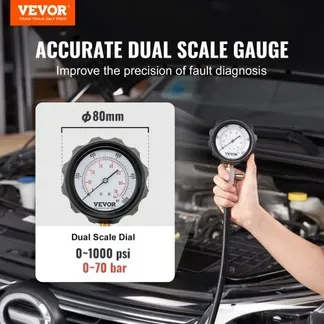 VEVOR Kompressionsmesser Kompressionstester Kompressionsprüfer Testgerät Kompressionsmessgerät mit einem 80-mm-Manometer 0–1000 PSI und 0–70 bar Verdichtungsmesser inkl. 4x Adapter VEVOR Kompressionsmesser Kompressionstester Kompressionsprüfer Testgerät Kompressionsmessgerät mit einem 80-mm-Manometer 0–1000 PSI und 0–70 bar Verdichtungsmesser inkl. 4x Adapter