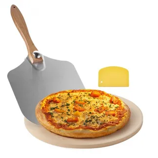 VEVOR Pizzastein Backstein 381 x 381 mm, runder Cordierit-Pizzastein, große Steinplatte mit Schaber & Aluminiumschaufel, 17 mm dick, hitzebeständig, geeignet für Küchenofen Brotbacken Pizzabacken VEVOR Pizzastein Backstein 381 x 381 mm, runder Cordierit-Pizzastein, große Steinplatte mit Schaber & Aluminiumschaufel, 17 mm dick, hitzebeständig, geeignet für Küchenofen Brotbacken Pizzabacken