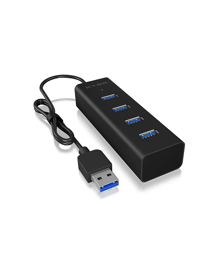 ICY BOX IB-HUB1409-U3, Type-A zu USB 3.2 Gen 1 to 4-Port Type-A Hub, Aluminium, black – Bild 2