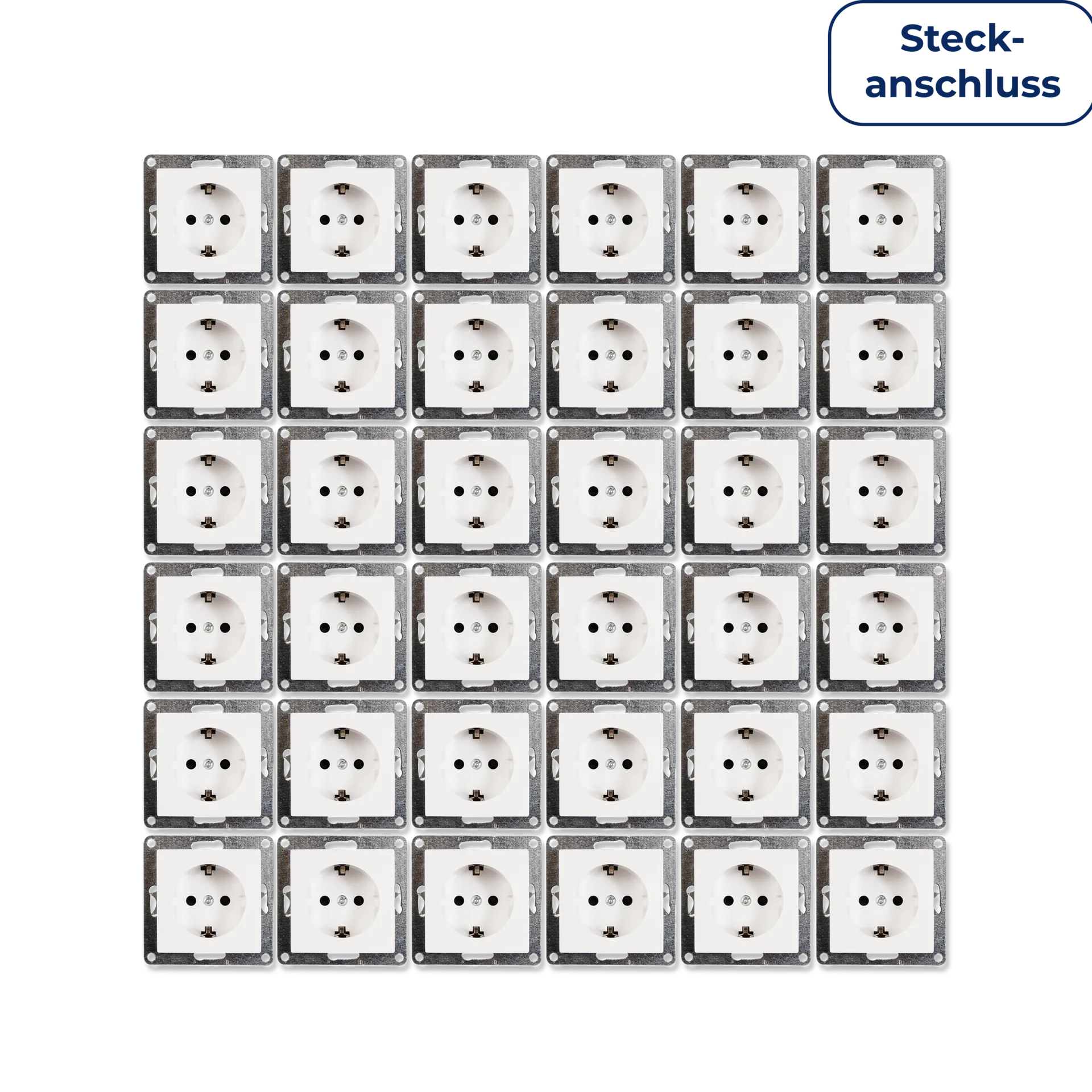 Schutzkontakt-Steckdose McPower “Flair“ 250V~/16A, UP, Steckanschluss, 36er-Pack Schutzkontakt-Steckdose McPower “Flair“ 250V~/16A, UP, Steckanschluss, 36er-Pack