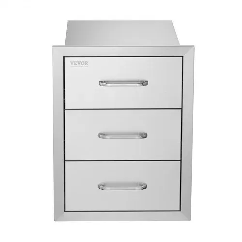 VEVOR Outdoor-Küchenschubladen flächenbündig montierte Grillschubladen mit dreifachem Zugriff und Edelstahlgriff, Grillinselschubladen für Außenküchen oder Grillinsel-Terrasse 400 x 450 x 450 mm – Bild 10