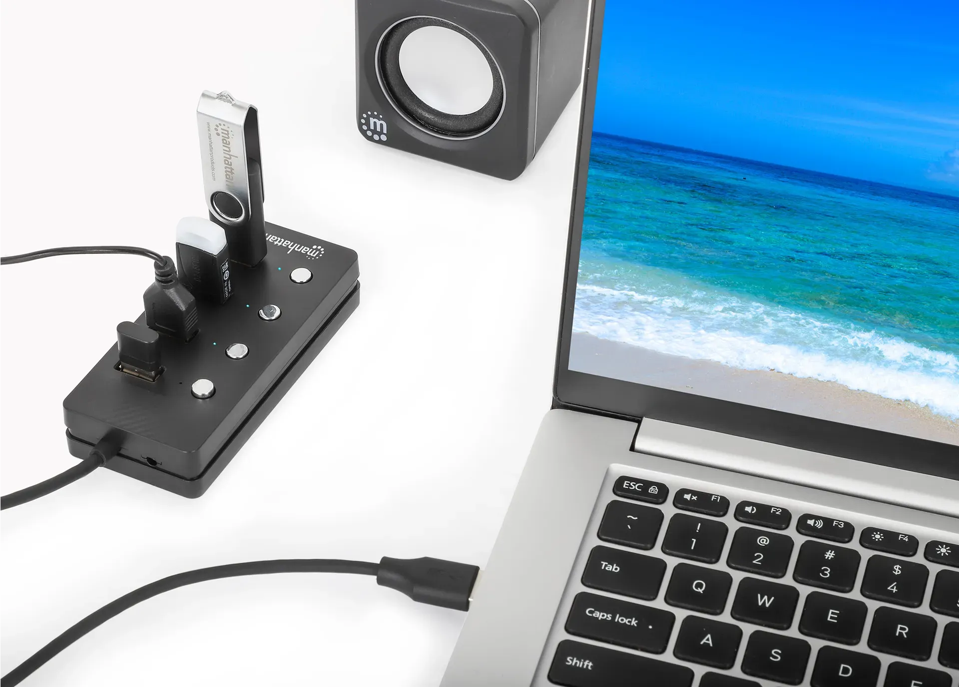 Manhattan 180887 Schnittstellen-Hub USB 3.2 Gen 1 (3.1 Gen 1) Type-A 5000 Mbit/s Schwarz – Bild 5