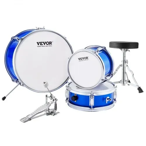 VEVOR Schlagzeugset, 3-teilig, Drum Set mit verstellbarem Thron-Becken-Pedal, zwei Paar Drumsticks, ca. 20 cm Tom Drum, 25 cm Snare Drum, 36 cm Bass Drum, Starter-Schlagzeugset für Kinder, blau – Bild 8