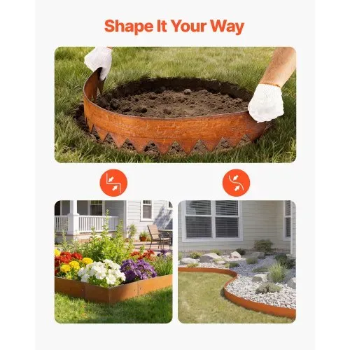 VEVOR Rasenkante, 6er-Pack, 1016x152 mm, Cortenstahl Beeteinfassung mit 8 Verbindungsplatten, Biegsame Beetbegrenzung, Rasenbleche, Mähkante Metall Gartenpalisade für Blumenbeete, Gartenwege – Bild 4