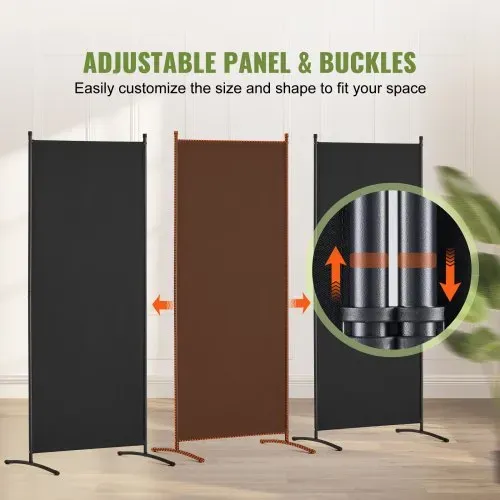 VEVOR Raumteiler Trennwand 3-teiliger Paravent Stellwand, faltbarer Sichtschutz für Büro Schlafzimmer Esszimmer Arbeitszimmer Balkon, Raumtrenner freistehend (228 x 52 x 184 cm), Schwarz – Bild 3