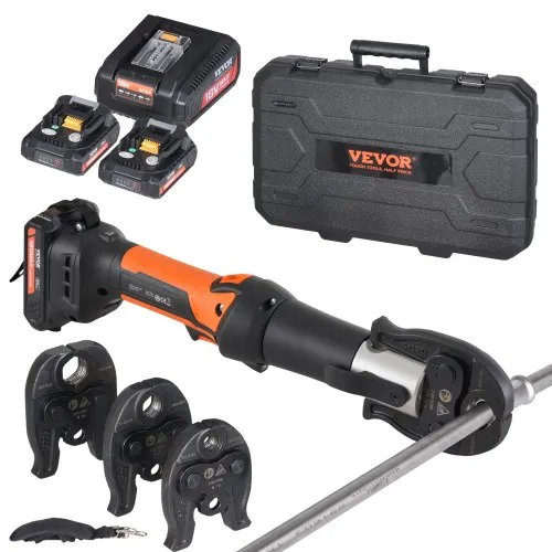 VEVOR Presswerkzeug und Akku-Set, Pro Presswerkzeug, elektrisches Rohrcrimpwerkzeug mit V15-, V22-, V28-Backen, Presswerkzeug-Set mit 2 Stück 18-V-2,0-Ah-Akkus, Schnellladegerät und Tragetasche VEVOR Presswerkzeug und Akku-Set, Pro Presswerkzeug, elektrisches Rohrcrimpwerkzeug mit V15-, V22-, V28-Backen, Presswerkzeug-Set mit 2 Stück 18-V-2,0-Ah-Akkus, Schnellladegerät und Tragetasche