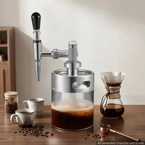 VEVOR Nitro-Cold-Brew-Kaffeefass 2 L, Edelstahl-Kaffeemaschine mit Zapfhahn, Heimbrüh-Kaffeefass, Tragbares Kaffeefass mit Spender und Druckentlastungsventil, Geeignet für Kaffeeliebhaber – Bild 7