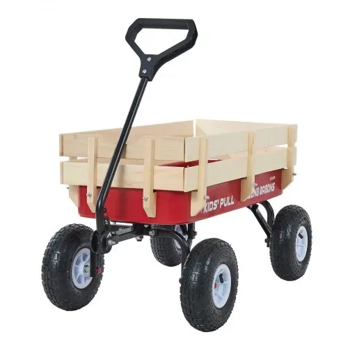 VEVOR Handwagen für Kinder, 102 cm Bollerwagen, Transportwagen mit Schiebestange, aus Holz & Metal, max. 150 kg tragbar, ideal für Kinder ab 5 Jahren, Garten, Ausflüge & Strand, Farbe Rot & Schwarz – Bild 10