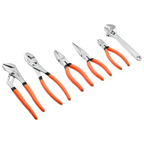 VEVOR Zangen- und Schraubenschlüssel-Set, 6-teiliges Universal-Set, polierte Backen aus Kohlenstoffstahl, Handwerkzeuge für Heimwerker und Haushalt, Nut- und Steckzange, Spitzzange, Kombinationszange, Seitenschneider, Schraubenschlüssel, ergonomische Griffe – Bild 10