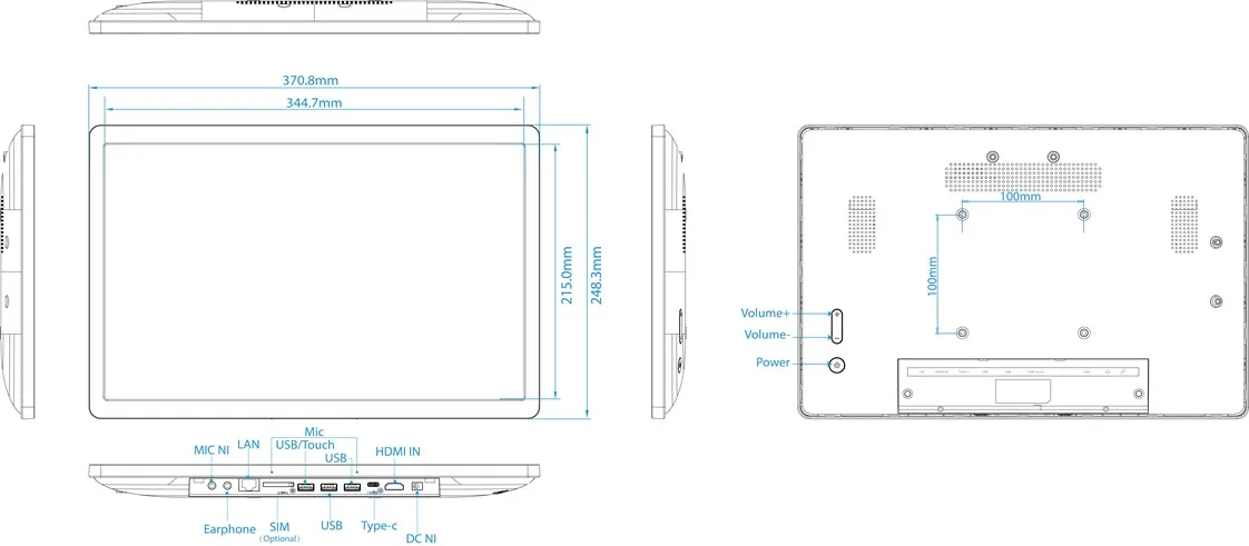 ALLNET High Performance Display 16 Zoll, Android 13, RK3588, NFC, PoE, HDMI In, Farbe schwarz – Bild 3