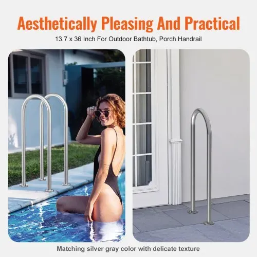 VEVOR Pool-Handlauf, 400 x 90 x 915 mm, Pooleinstieg Aluminium mit Grundplatte für Innen-/Außenpools, benutzerfreundliche Einstieghilfe für Schwimmbäder, Haltegriff mit Zubehör für Spas und Docks – Bild 5