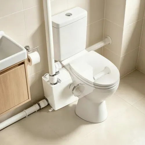 VEVOR Fäkalienhebeanlage 800 W 12000 L/h 10 m Förderhöhe Nachlauffunktion, Weiße Abwasserhebeanlage Geeignet für Keller, WC, Waschbecken, Waschküche und Küche, Hebeanlage für Abwasser Zerhackerpumpe – Bild 7
