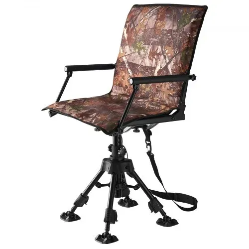 VEVOR Faltstuhl Campingstuhl Anglerstuhl mit Armlehnen, höhenverstellbarer Klappstuhl Gartenstuhl (158 kg belastbar) 360° geräuschlos drehbar, 420-625 mm (Sitzhöhe) für Picknick Garten Outdoor – Bild 10