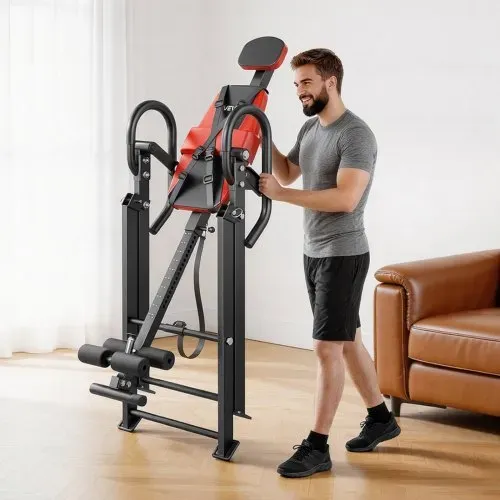 VEVOR Inversionsbank bis 126 kg, Schwerlast-Inversionstisch mit Doppelrollenverriegelung, Rückentrainer zur Entlastung von Wirbelsäule und Nacken, Schwerkrafttrainer mit Verstellbarem Haltegurt – Bild 7
