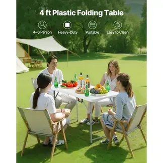 VEVOR Klapptisch Buffettisch tragbarer Allzwecktisch 122 cm, rechteckiger Kunststofftisch mit verstellbarer Höhe & integriertem Griff, Gartentisch Campingtisch für Partys Picknick Camping, weiß VEVOR Klapptisch Buffettisch tragbarer Allzwecktisch 122 cm, rechteckiger Kunststofftisch mit verstellbarer Höhe & integriertem Griff, Gartentisch Campingtisch für Partys Picknick Camping, weiß