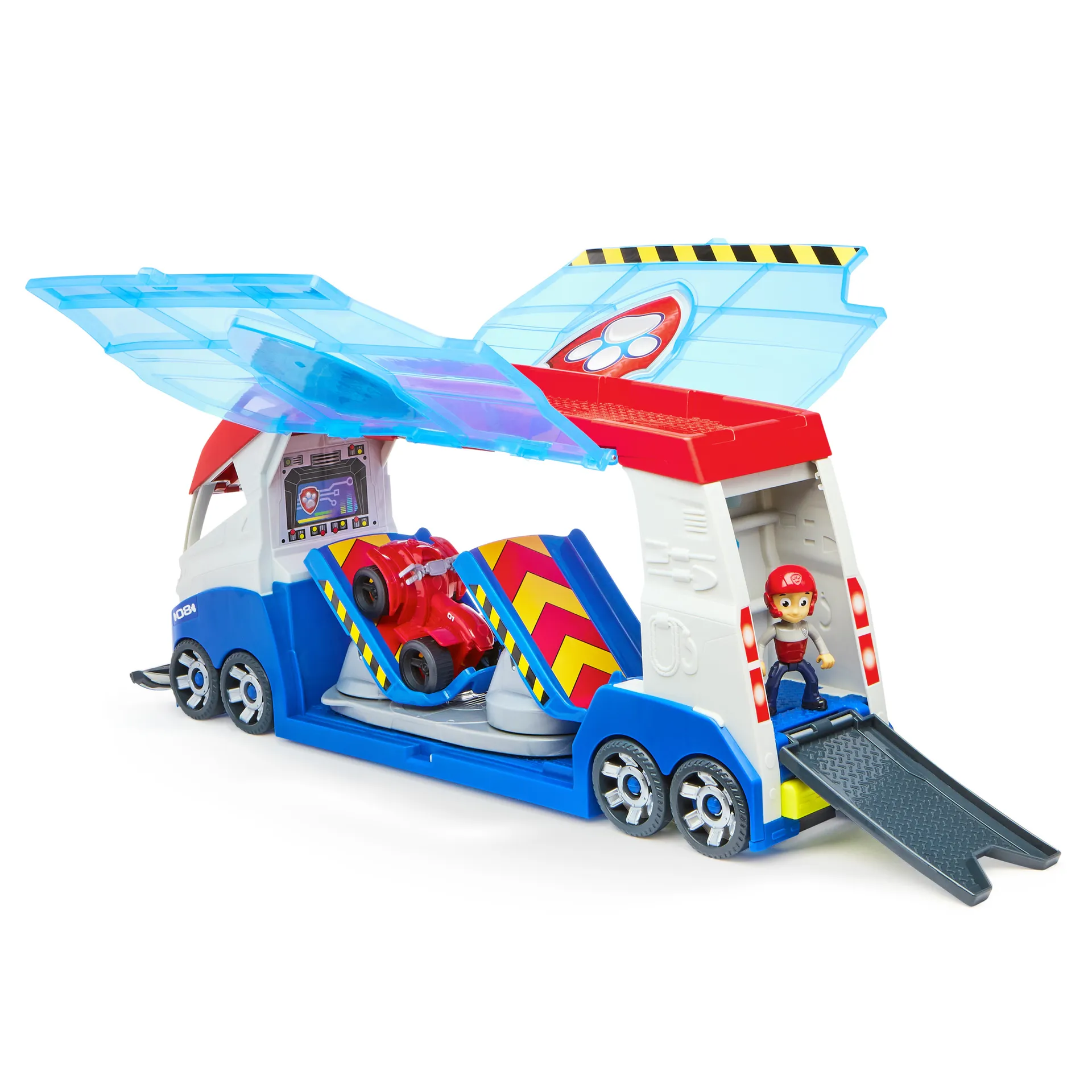 PAW Patrol - Launch'n Rescue Patroller, Teamfahrzeug 55,8 cm, mit Ryder-Figur und Quad-Basisfahrzeug, Doppel-Startkatapult und Geräuscheffekte, Platz für 6 Fahrzeuge, ab 3 Jahren – Bild 6